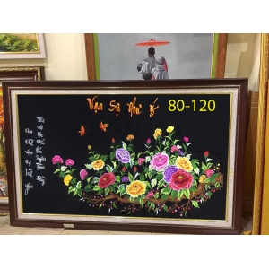 TRANH THÊU MÁY HOA MẪU ĐƠN 80x120 TRANH THÊU MÁY HOA MẪU ĐƠN 80x120