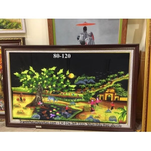 TRANH THÊU MÁY ĐỒNG QUÊ 80x120 TRANH THÊU MÁY ĐỒNG QUÊ 80x120