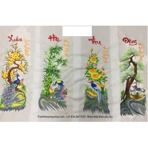 TRANH THÊU MÁY TỨ QUÝ 30x75 TRANH THÊU MÁY TỨ QUÝ 30x75