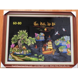 TRANH THÊU MÁY THUẬN BUỒM XUÔI GIÓ 60x80 TRANH THÊU MÁY THUẬN BUỒM XUÔI GIÓ 60x80