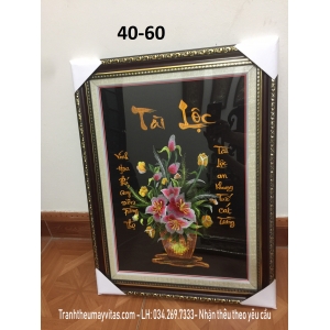 TRANH THÊU MÁY CÁC LOẠI HOA 40x60 TRANH THÊU MÁY CÁC LOẠI HOA 40x60