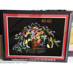 TRANH THÊU MÁY CÁC LOẠI HOA 40x60