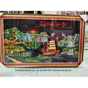 TRANH THÊU MÁY THUẬN BUỒM XUÔI GIÓ 80x120 TRANH THÊU MÁY THUẬN BUỒM XUÔI GIÓ 80x120