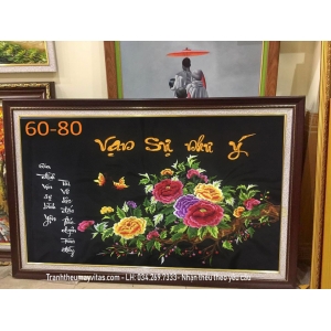 TRANH THÊU MÁY HOA MẪU ĐƠN 60x80