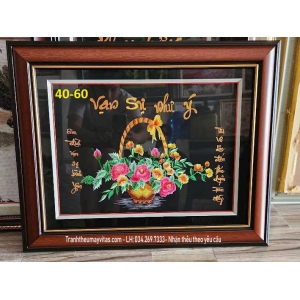 TRANH THÊU MÁY CÁC LOẠI HOA 40x60 TRANH THÊU MÁY CÁC LOẠI HOA 40x60