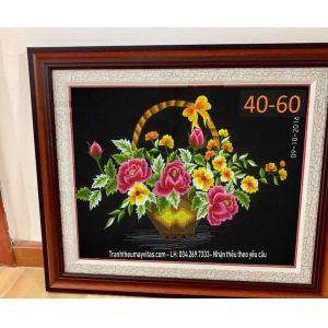 TRANH THÊU MÁY CÁC LOẠI HOA 40x60