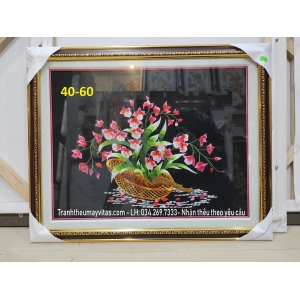 TRANH THÊU MÁY CÁC LOẠI HOA 40x60