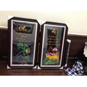 TRANH THÊU MÁY CHA MẸ KT 30x60 TRANH THÊU MÁY CHA MẸ KT 30x60