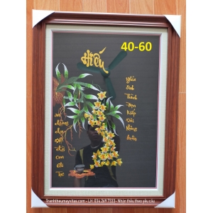 TRANH THÊU MÁY CÁC LOẠI HOA CHỮ HIẾU 40x60
