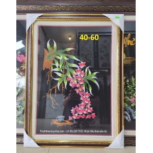 TRANH THÊU MÁY CÁC LOẠI HOA 40x60
