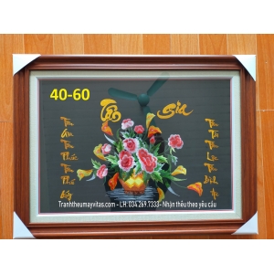 TRANH THÊU MÁY CÁC LOẠI HOA 40x60