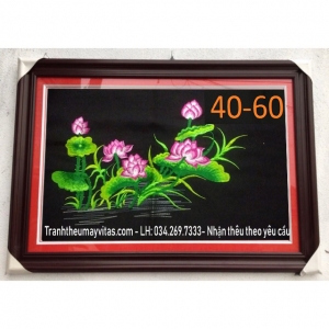 TRANH THÊU MÁY CÁC LOẠI HOA 40x60