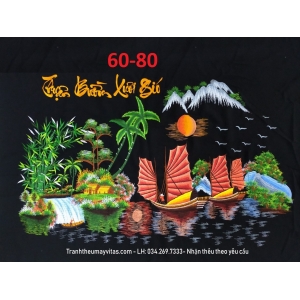 TRANH THÊU MÁY THUẬN BUỒM XUÔI GIÓ 60x80 TRANH THÊU MÁY THUẬN BUỒM XUÔI GIÓ 60x80