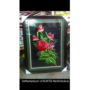 TRANH THÊU MÁY CÁC LOẠI HOA 40x60