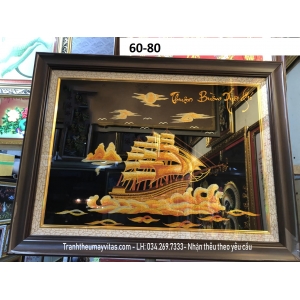 TRANH THÊU MÁY THUẬN BUỒM XUÔI GIÓ 60x80 TRANH THÊU MÁY THUẬN BUỒM XUÔI GIÓ 60x80